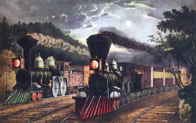 Fanny Palmer The Lightning Express Trains Leaving the junction china oil painting image